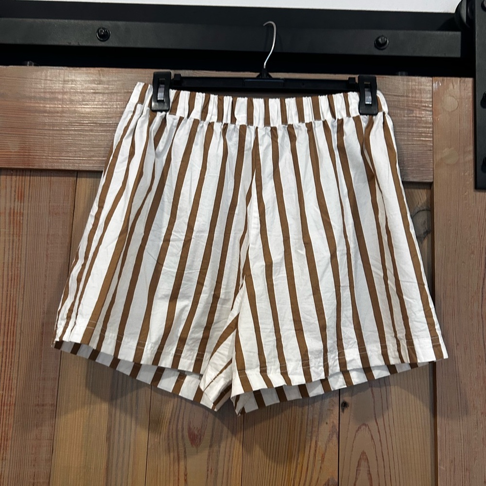 Mikoh Black and White Striped Women Shorts